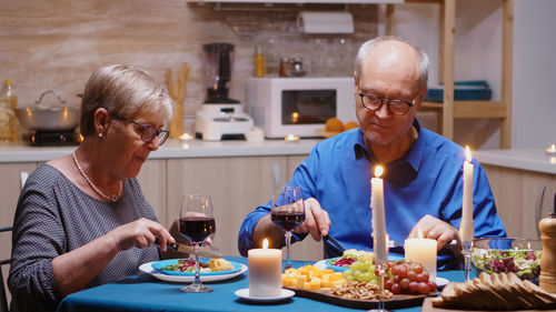 Senior man preparing food at home