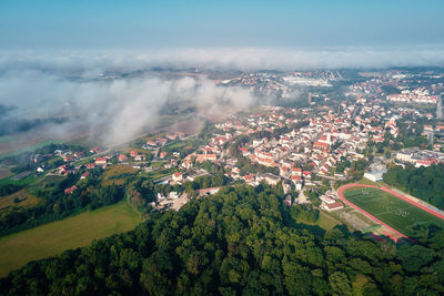 Cityscape of small european town, aerial view