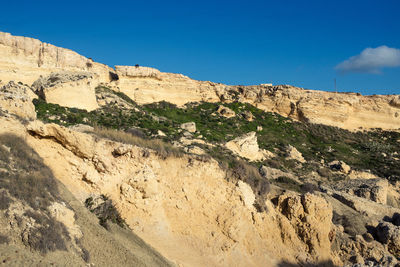 Scenic view of landscape against blue sky