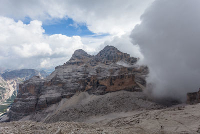 Panoramic view of arid landscape against sky