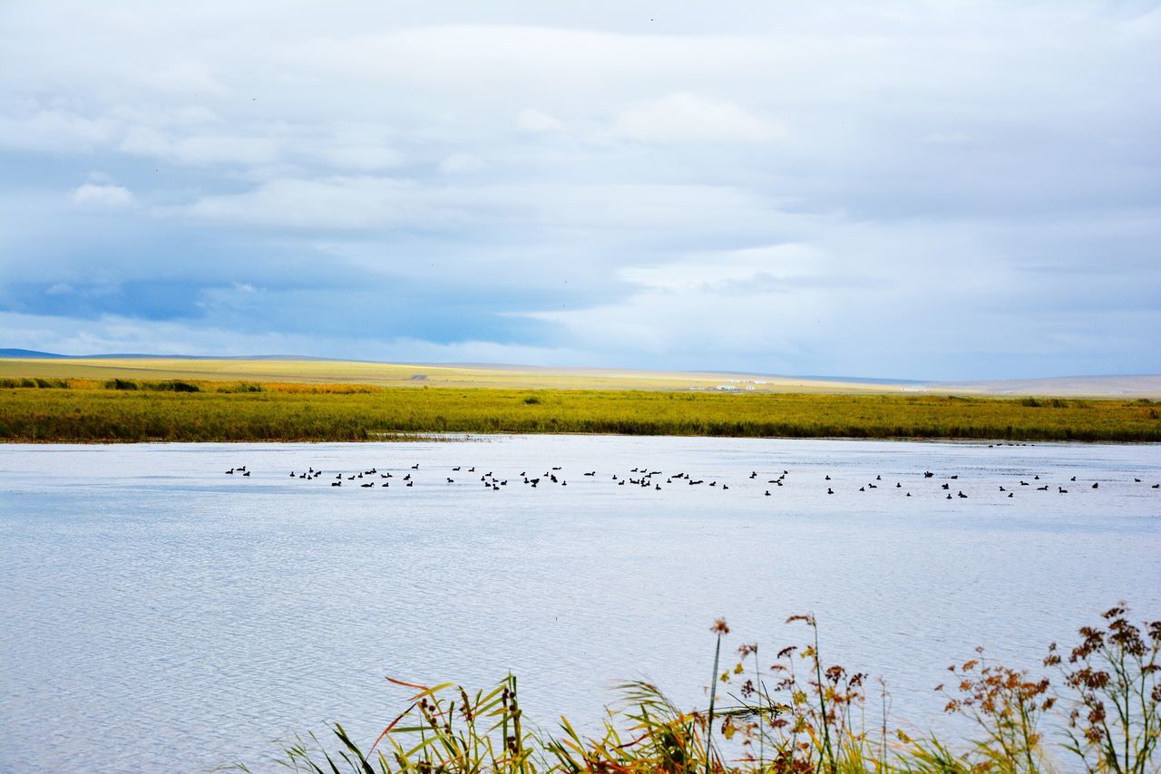 SCENIC VIEW OF LAKE AGAINST SKY