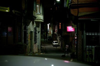 Illuminated building at night