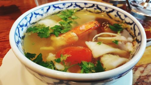 Close-up of soup in bowl