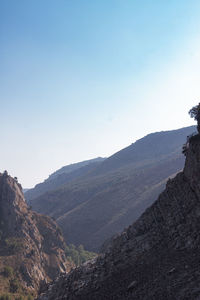 Scenic view of mountains against clear sky