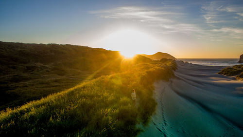 Scenic view of sea against sky during sunset