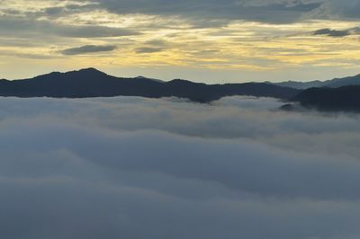 Scenic view of cloudscape against sky during sunset