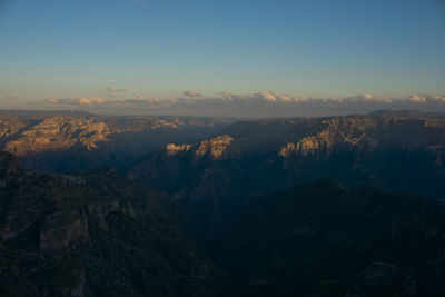 Scenic view of mountains against sky in copper canyon / barrancas del cobre