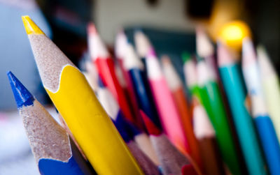 Close-up of multi colored pencils