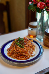 Spaghetti napolitana in a retro coffee shop.