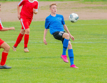 Young soccer player in action during a soccer game