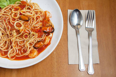 High angle view of meal served in plate
