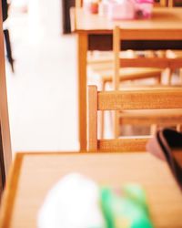 Close-up of chair on table