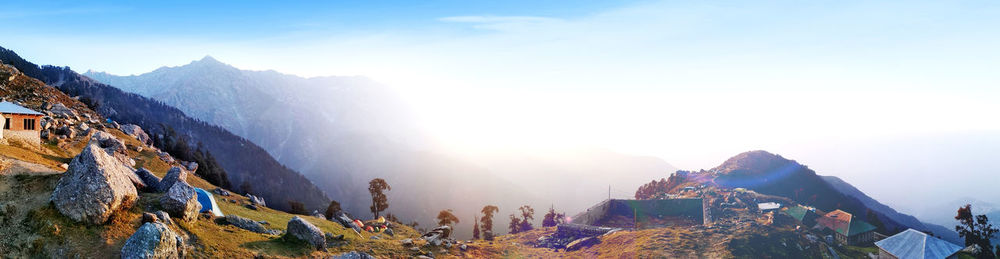 Panoramic view of mountain range against sky