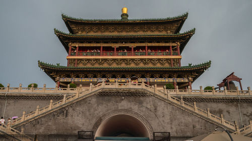 Low angle view of temple building against sky