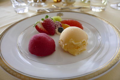 Close-up of ice cream in plate