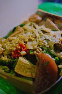 Close-up of meal served in plate on table