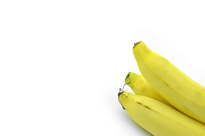 Close-up of bananas against white background