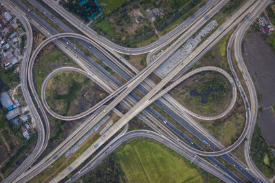 High angle view of elevated road in city