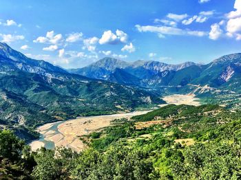 Scenic view of mountains against sky