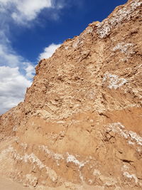 Low angle view of rock formations against sky
