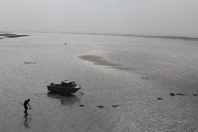 High angle view of beach against sky