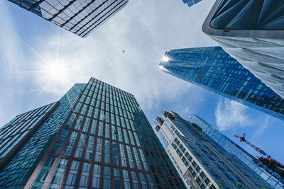 Low angle view of modern buildings in city