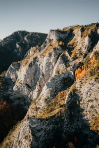 Low angle view of rock formations