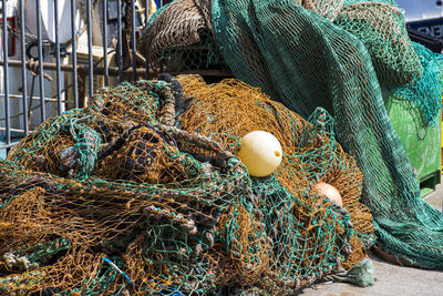 View of fishing net on harbor