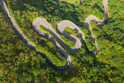 Aerial view of winding road