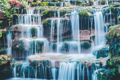 View of waterfall in forest