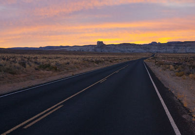 Desert road at sunset, arizona, usa