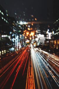 Light trails on highway at night