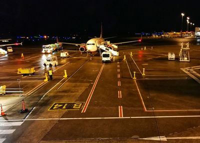 Vehicles on road at night