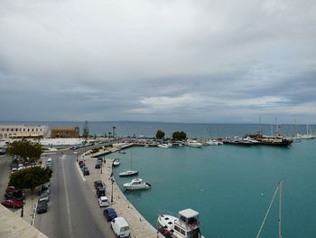 High angle view of city at waterfront