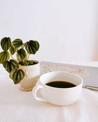 Coffee cup on table