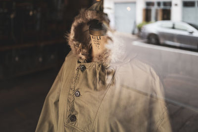 Rear view of woman looking away