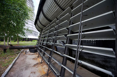 Empty benches in a row