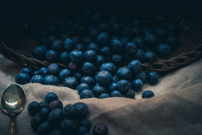 Close-up of berries in basket on table