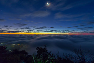 Scenic view of dramatic sky at night