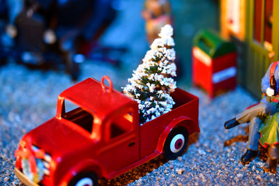 Close-up of toy car