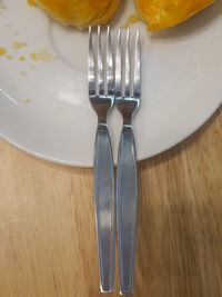 High angle view of dessert in plate on table