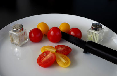 High angle view of fruits on table