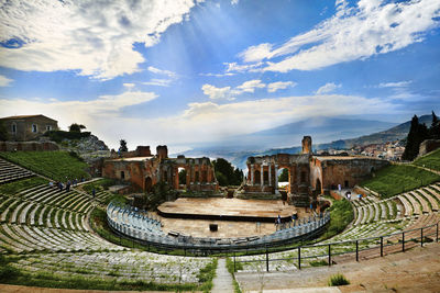 Panoramic view of historic building against sky