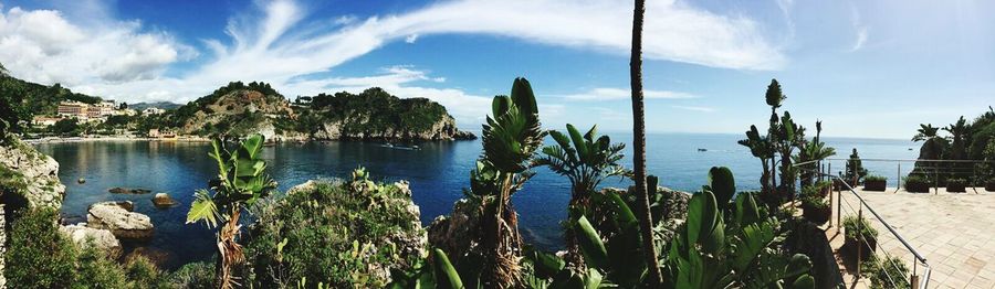 Scenic view of sea against cloudy sky