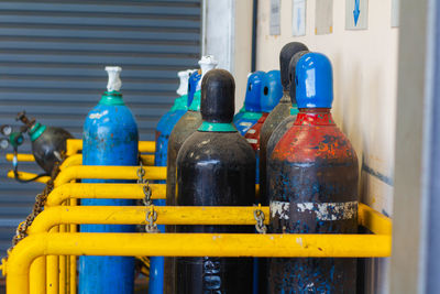 Close-up of bottles on table