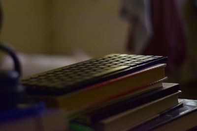 Close-up of books on table