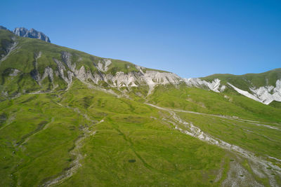 Aerial view of grooves produced by water in campo imperatore abruzzo