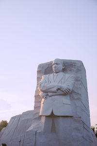 Low angle view of statue against the sky