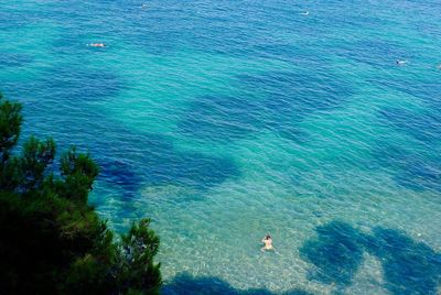 High angle view of scenic sea