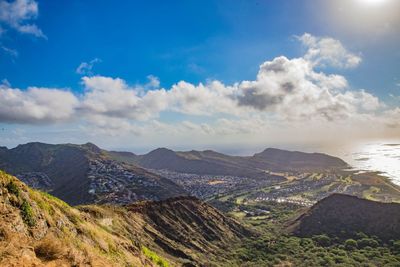 Scenic view of mountains against sky